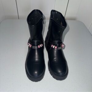 bebe Black Kids Boots with Pink Accents